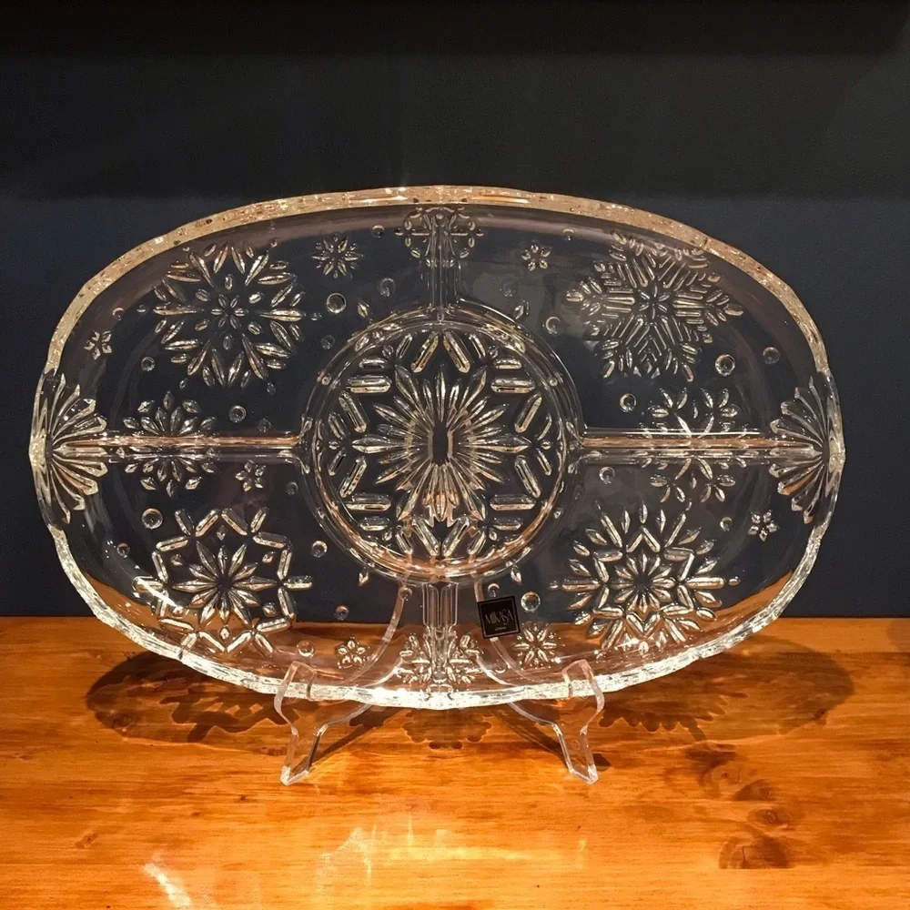 Mikasa Crystal Divided Holiday Platter